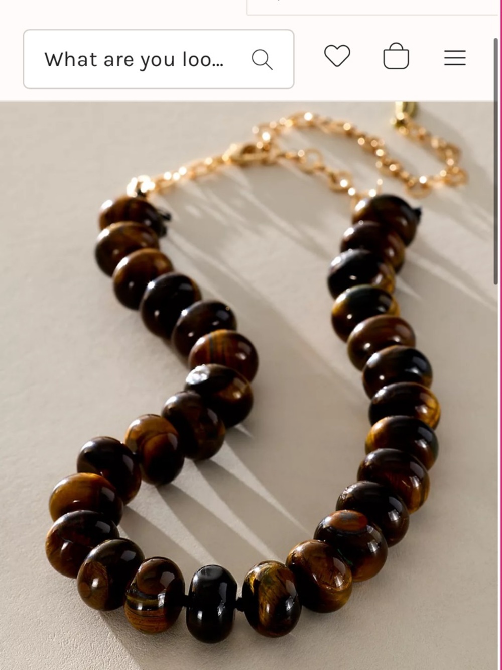 Free people Sabina Tiger's Eye Beaded Necklace - Brown Gold Accent